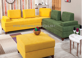 sofa amarelo e verde
